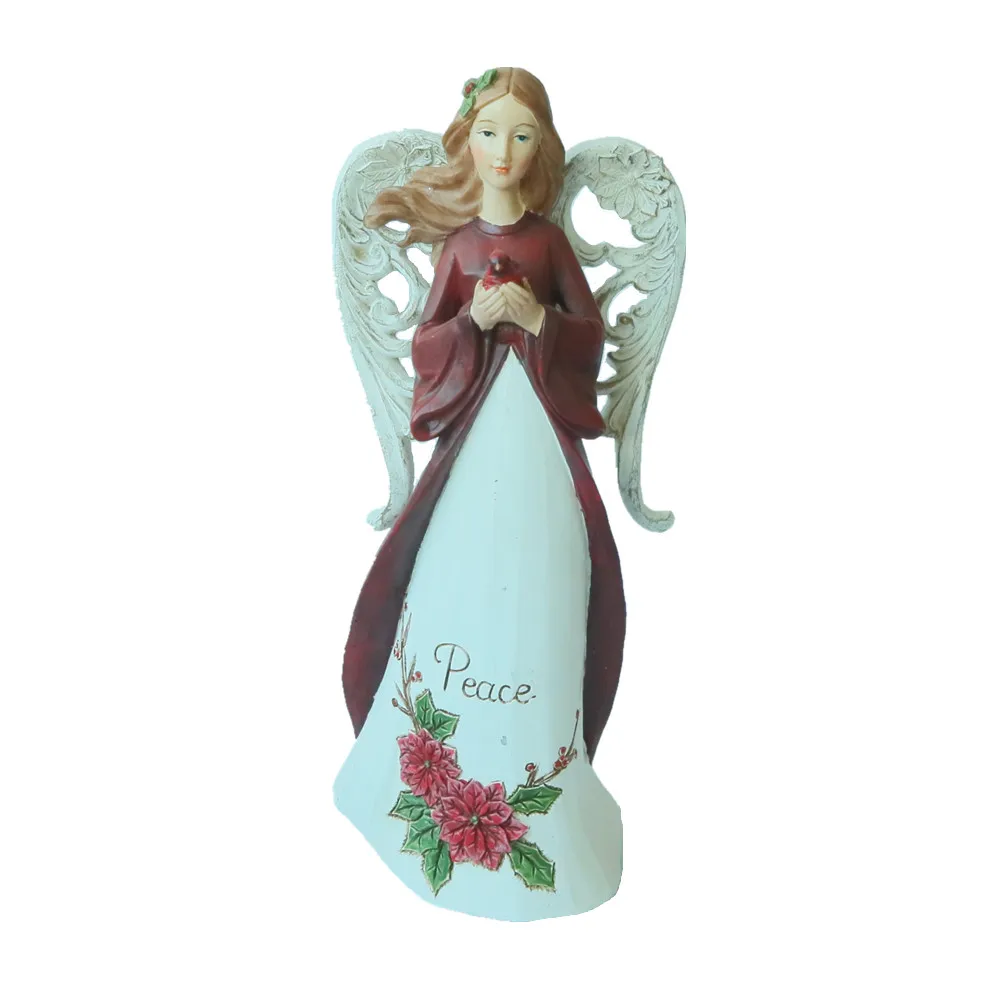 Statue Figurines Resin Wing Angel Figurine Models with Wreath Whole Sale Resin Hand Painted Resin 12 Inch RELIGIOUS SCULPTURE