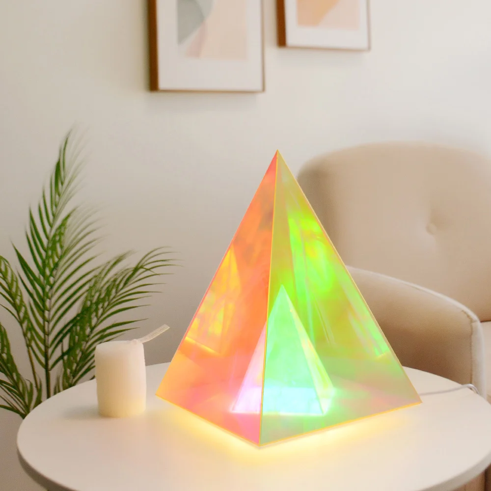 Mini Personalized Table Dimmable Triangle New Year Color Changing Crystal Acrylic Plug In Club 3D LED Night Lamp Night Light