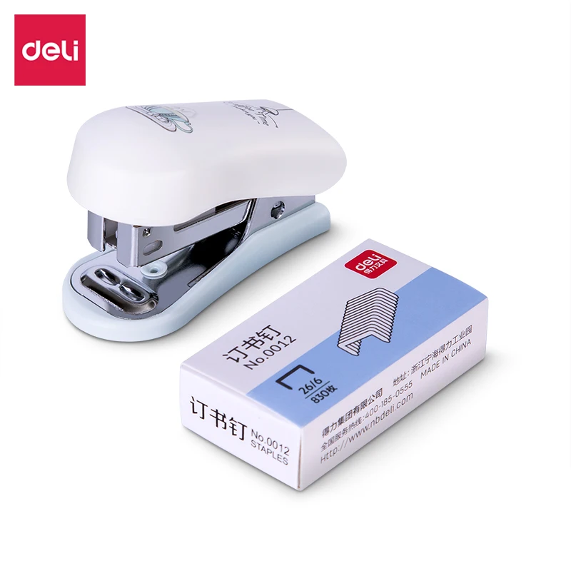 White Color Small Cute Mini Stapler with Staples  for Desk Gift for Student or Office Use