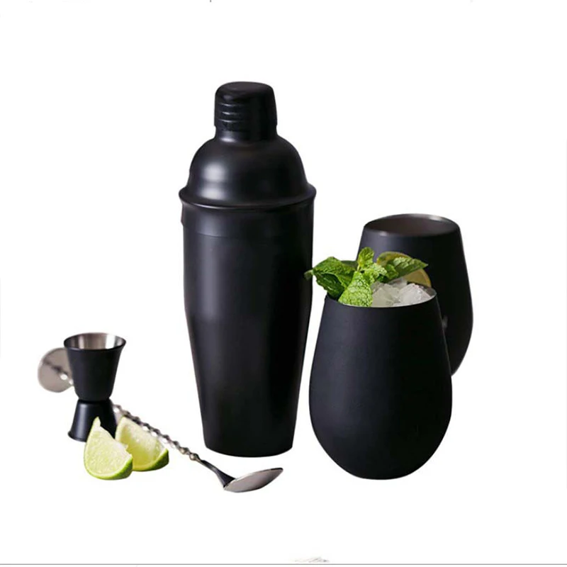 2022 Best Selling  Cocktail Shaker Set And Mixing Spoon Measuring Jigger Gift Set With  Wine Tumbler Bottles