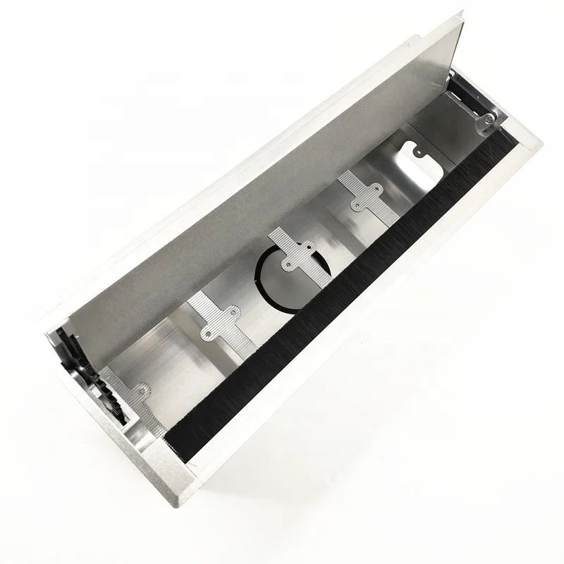Double Open Office Desk Wire Cable Furniture Power Grommet Box Aluminum Alloy with Wall Socket Hole / Office