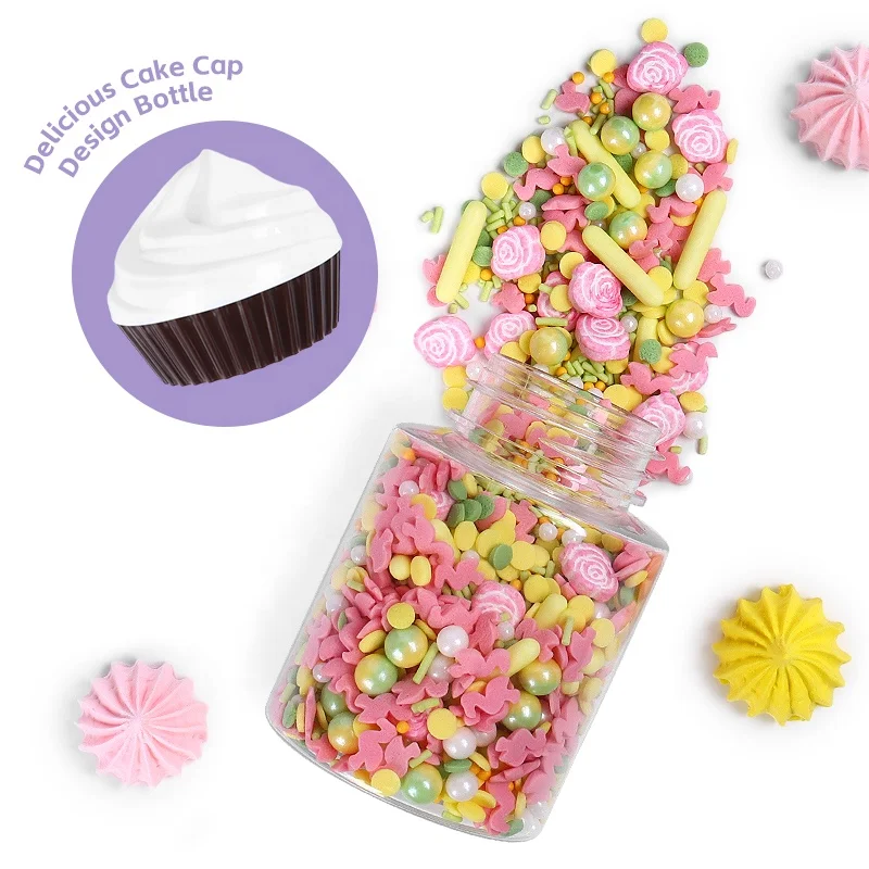 Valentine Bakery Pink Rose Pressed Candy Edible Union Colour Sugar Beads European Standard Mixed Sprinkles For Cake Topping Deco
