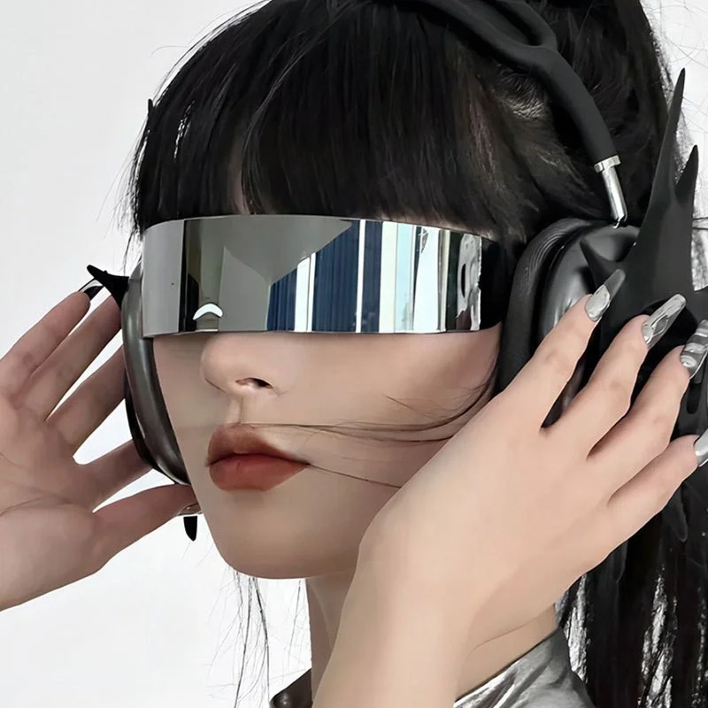 Techno-punk integrated sunglasses Influencer the same Spice Girl fashion personality trend sunglasses