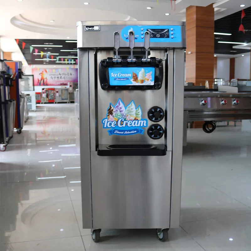 Commercial 3 Nozzles Soft Ice Cream Machine Ice Cream Making Machine.