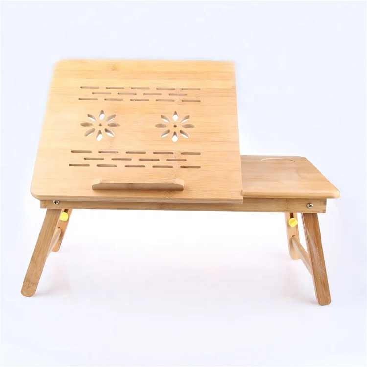 
Adjustable bamboo small size laptop computer folding desk bed study table for home 
