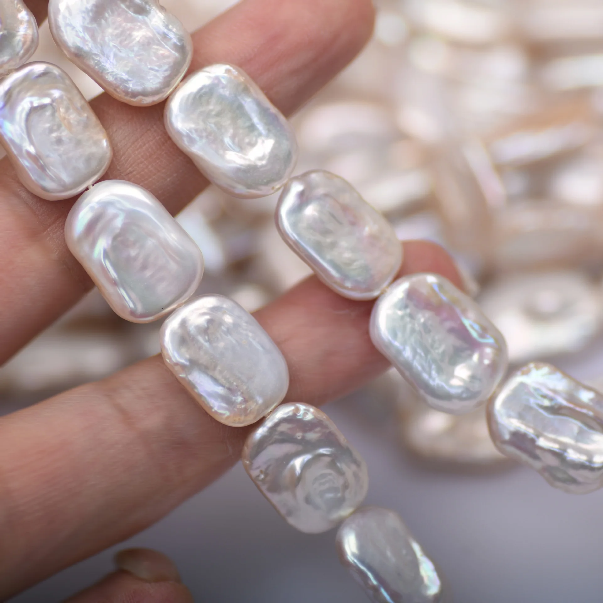 12*18mm White Freshwater Loose Beads Square rectangle Baroque Shape Pearl Bead