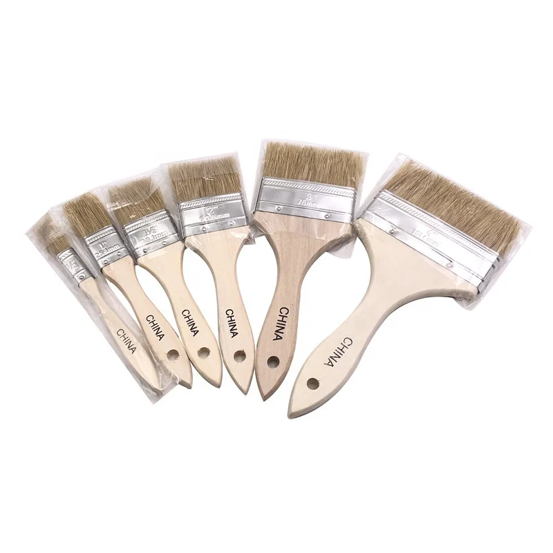 Artist Cleaning Chip Bristle Paint Brush wood handle for Painting