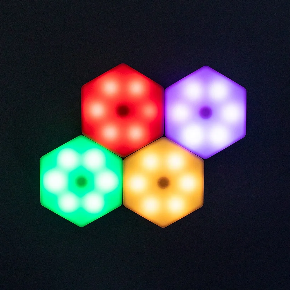 DIY пластиковый модульный RGB светодиодный окружающий свет сотовый шестиугольный беспроводной ночник