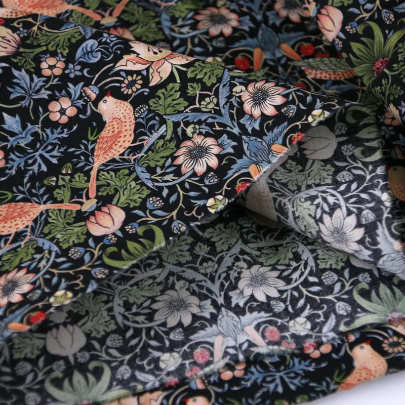 Strawberry Thief Digital Print Custom Cotton Fabric Printed Liberty london fabric