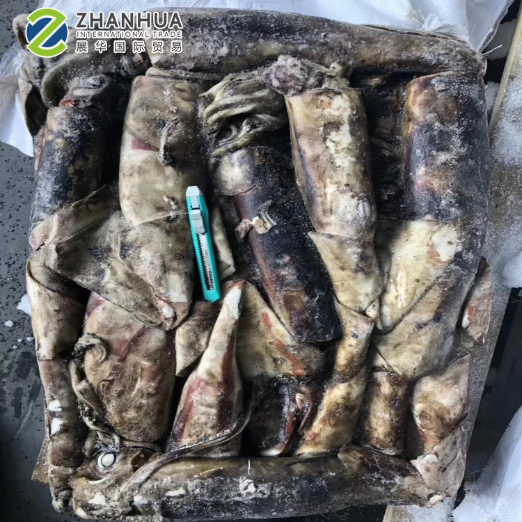 Экватор кальмар для наживки, мясо кальмара, замороженное на лодке, необработанный кальмар