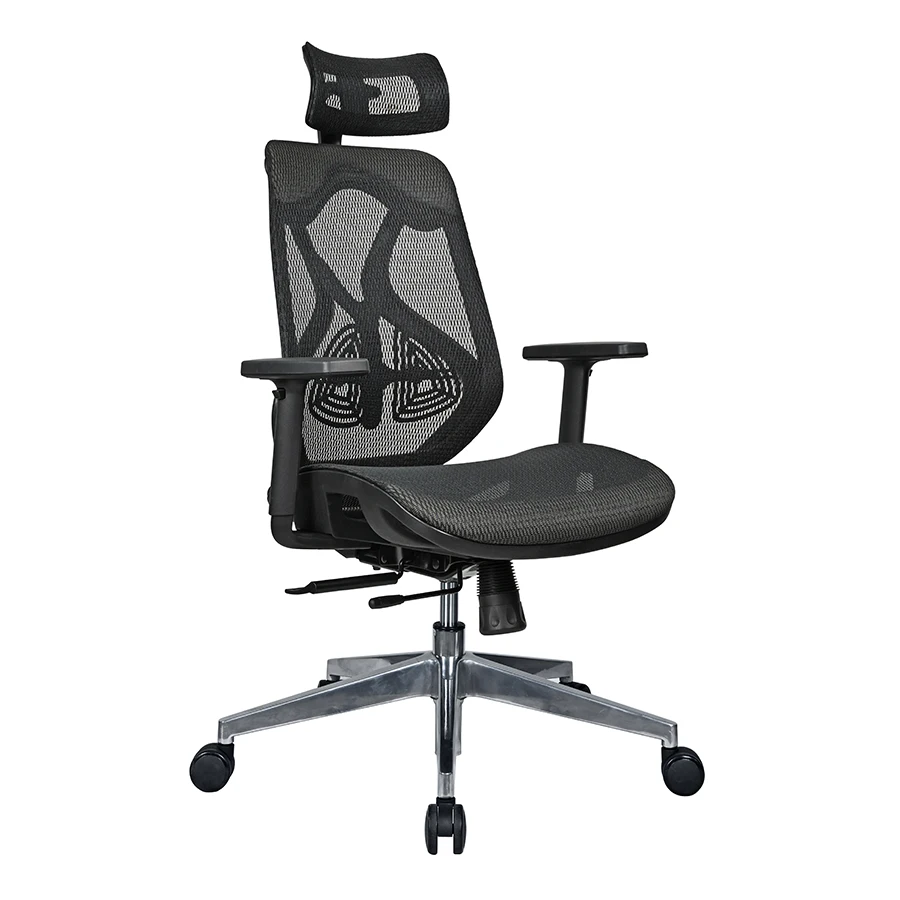 High back adjustable ergonomic chair black mesh cushioned swivel reception office visitor chair