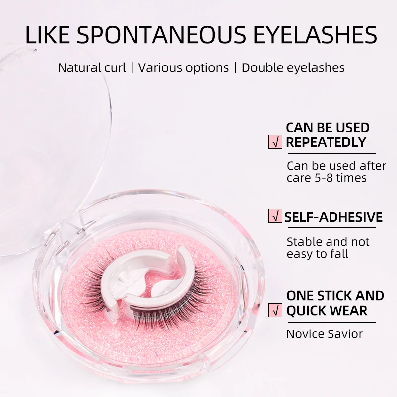 Natural Soft Wispy Self Adhesive Lash Packaging Box Private Label Self Adhesive Eye Lash Extensions