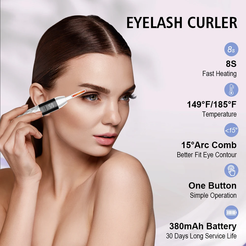 Latest Wholesale Rechargeable Portable Electric Eyelash Curler Quick Heated Mini Electric Eyelash Curler for Lash Lift