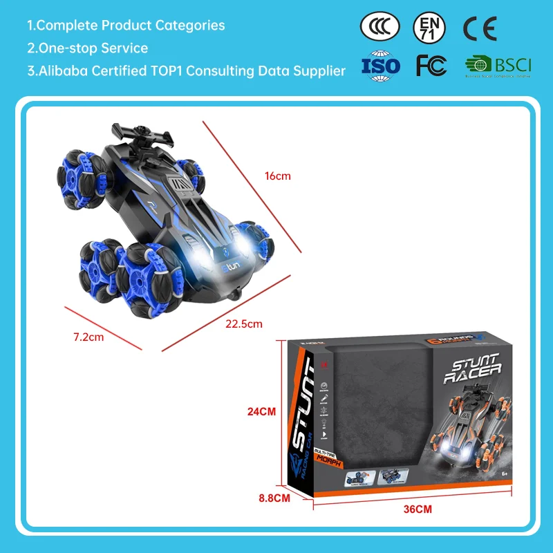 2.4G Rc Stunt Car With Music And Light Radio Control Climbing Drift Toys Hand Controlled Gesture Six-Wheeled Rc Car