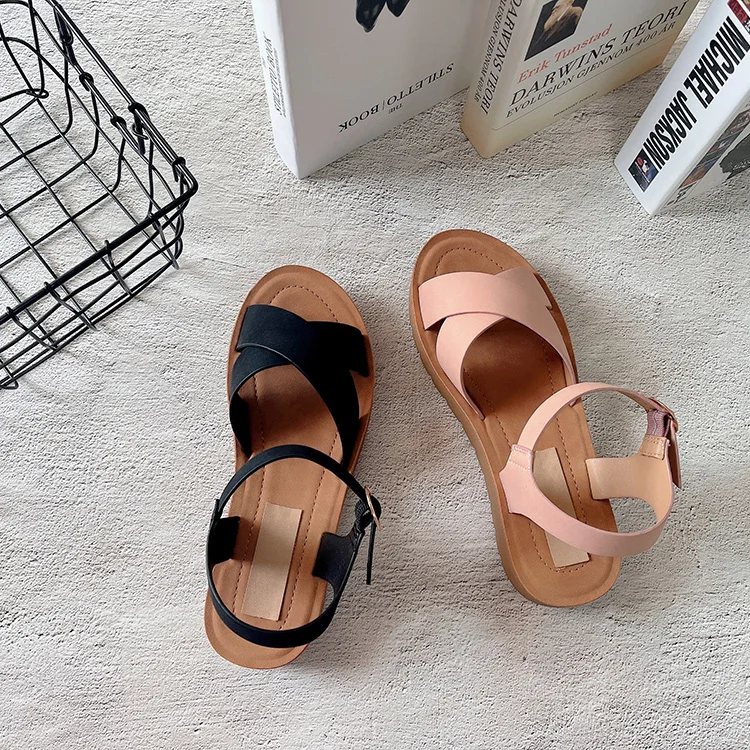 Flat Thong Strap Hollow Out Flip Flops Low Heel Casual Beach Sandals Woman Sandals