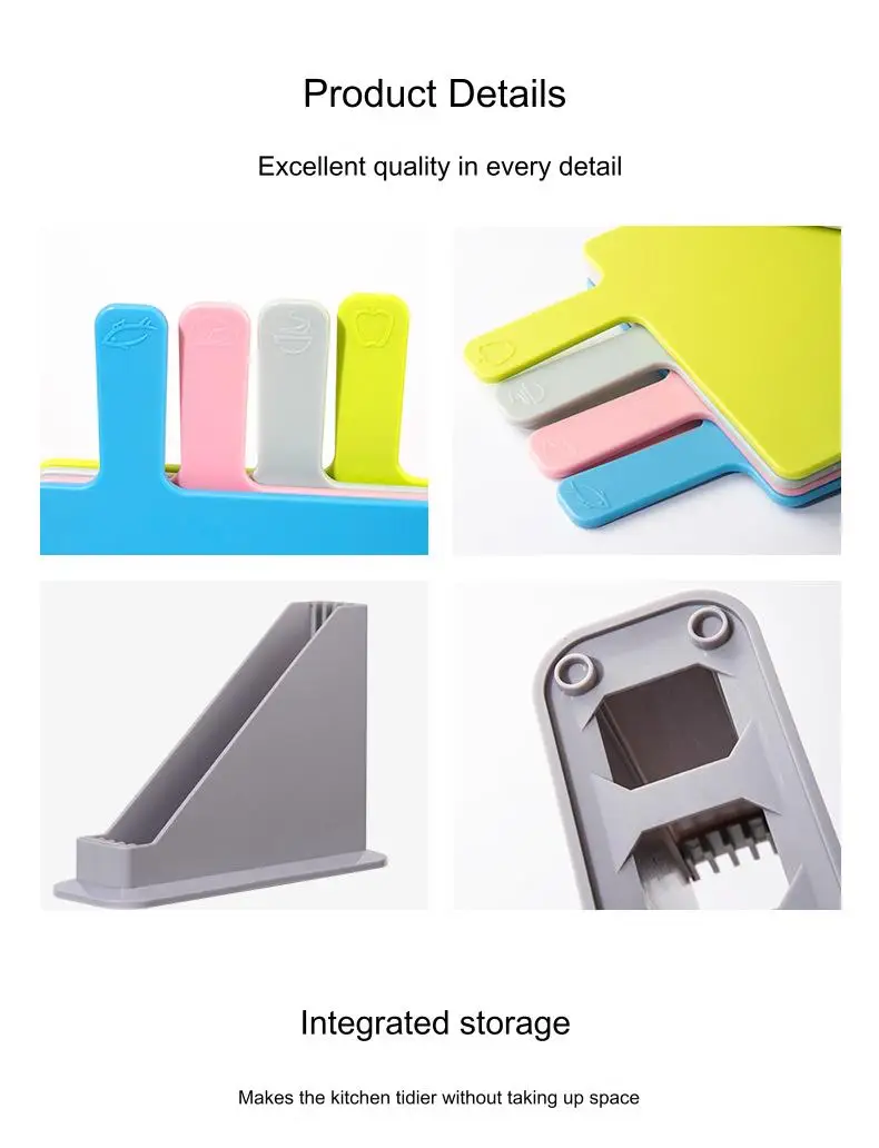 Plastic Chopping Board Four-Piece Set With Base Color Box Pp Chopping Board Raw And Cooked Classification Chopping Board