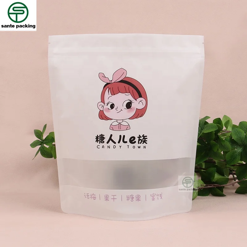 Customized Waterproof Food Packaging Tea Coffe Pop-corn Dried Fruits Snacks Coolies Stand Up Pouch With Open Window