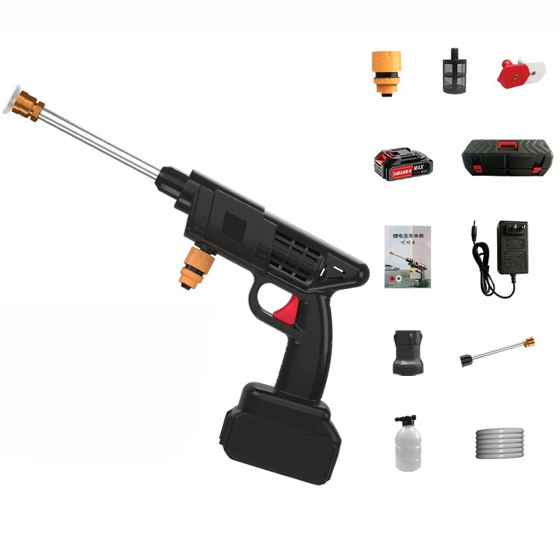 Wireless Portable Car Pressure Washer Cordless Water Car Wash Gun for Car Washing Spay automatic Machine one battery+plastic box