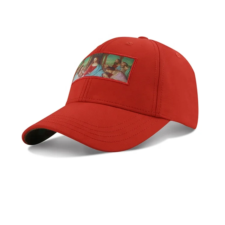 STOCK hot sale sublimation printed vintage baseball cap, custom logo red sports cap