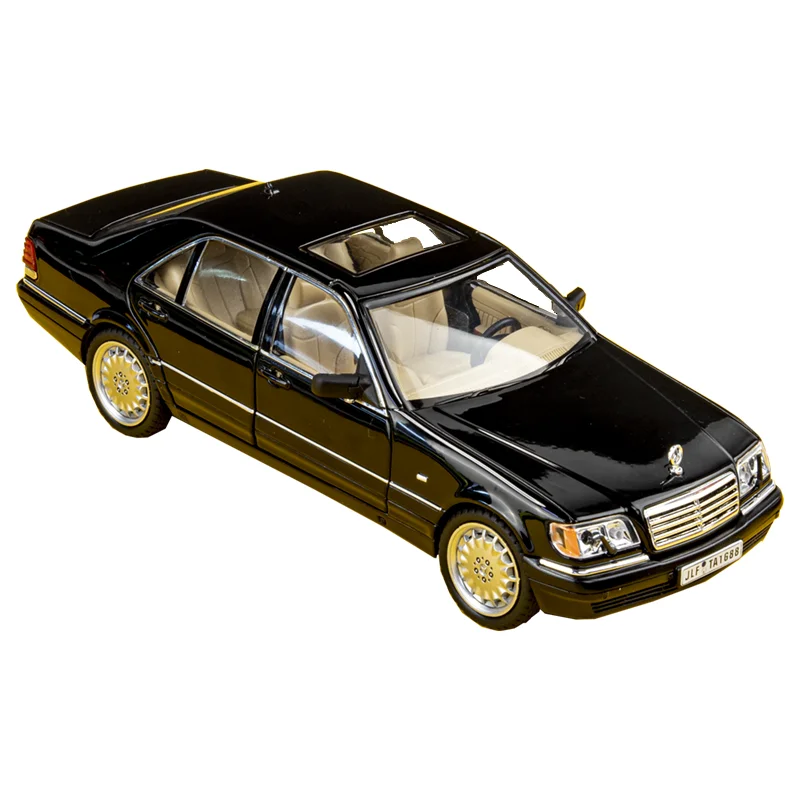 1:24 Ben W140 z 320SEL Classic Limousine Model Car Toy Boy Diecast Metal Vehicle  Door Open Sound Light Collection Fast Furious