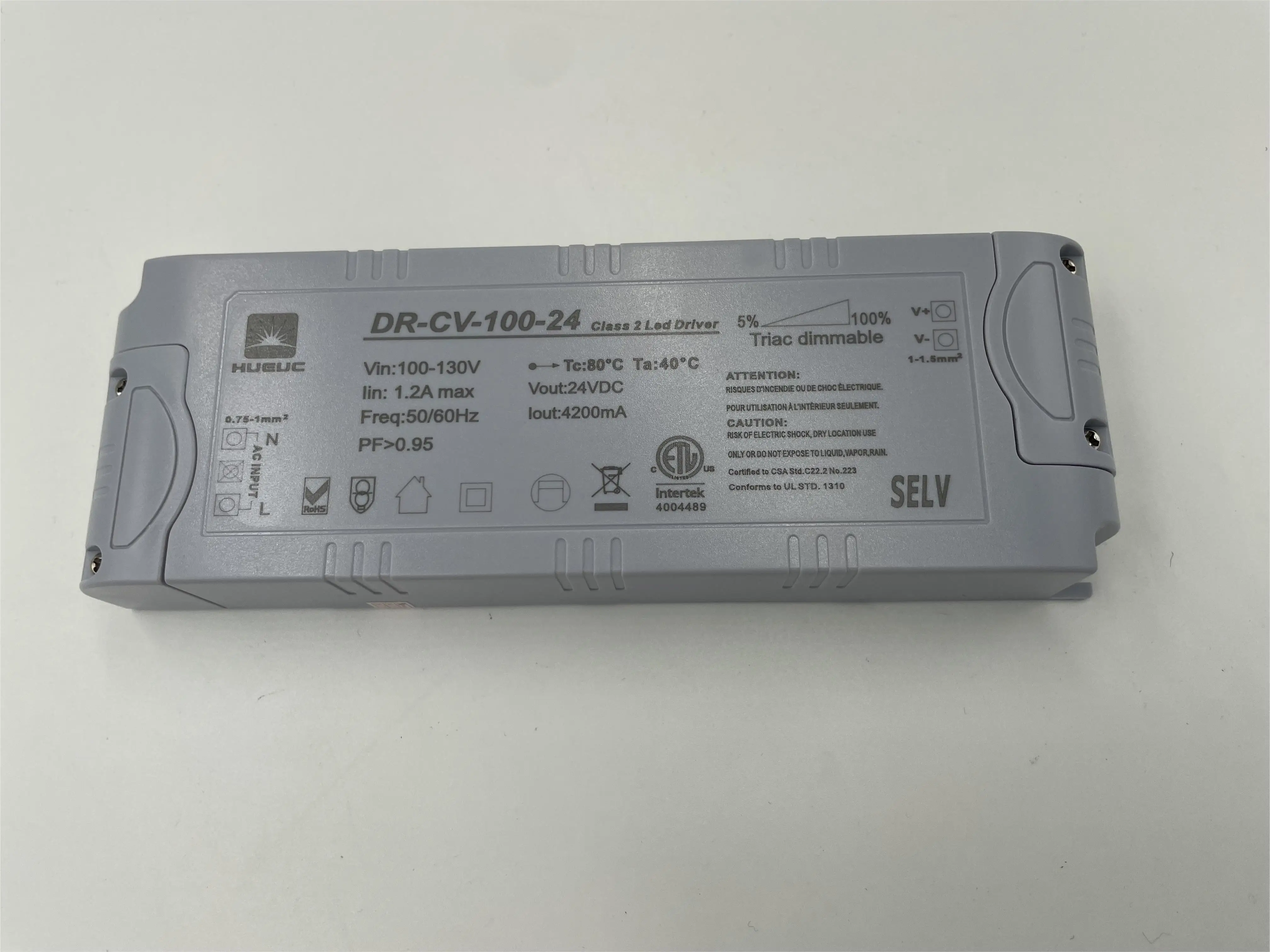 HUEUC 100w IP20 ETL 120V to 24v dimmable AC to DC led strip driver