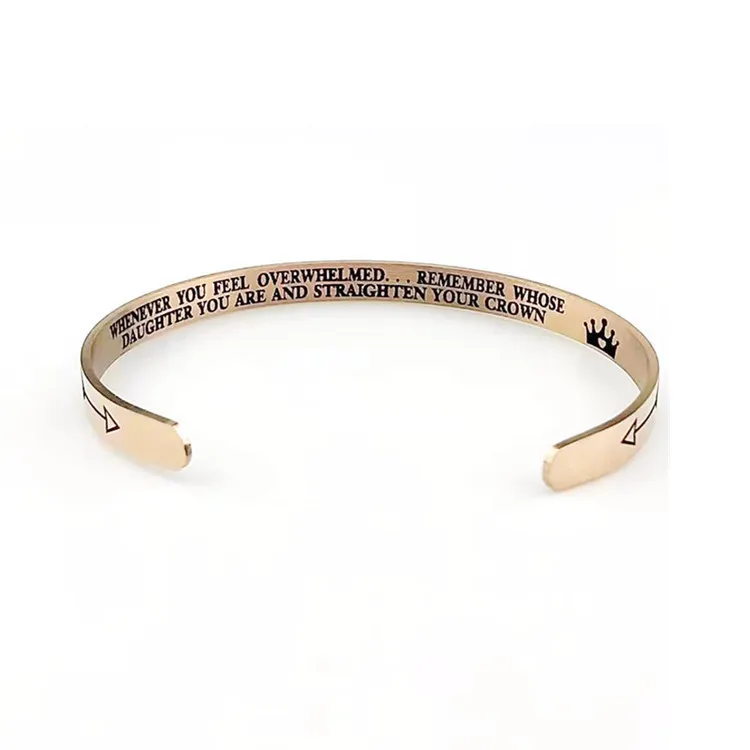 Stainless steel stamped crown arrow keep going bracelet for boys and girls Graduation Gift