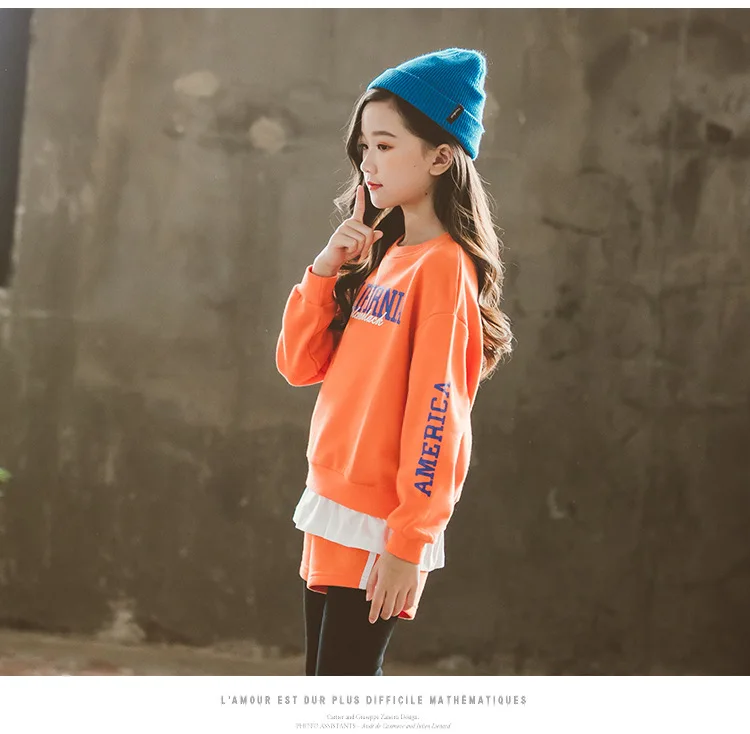 
2019 Autumn crew neck round collar sweatshirt oem girls sweatshirt children for sets 