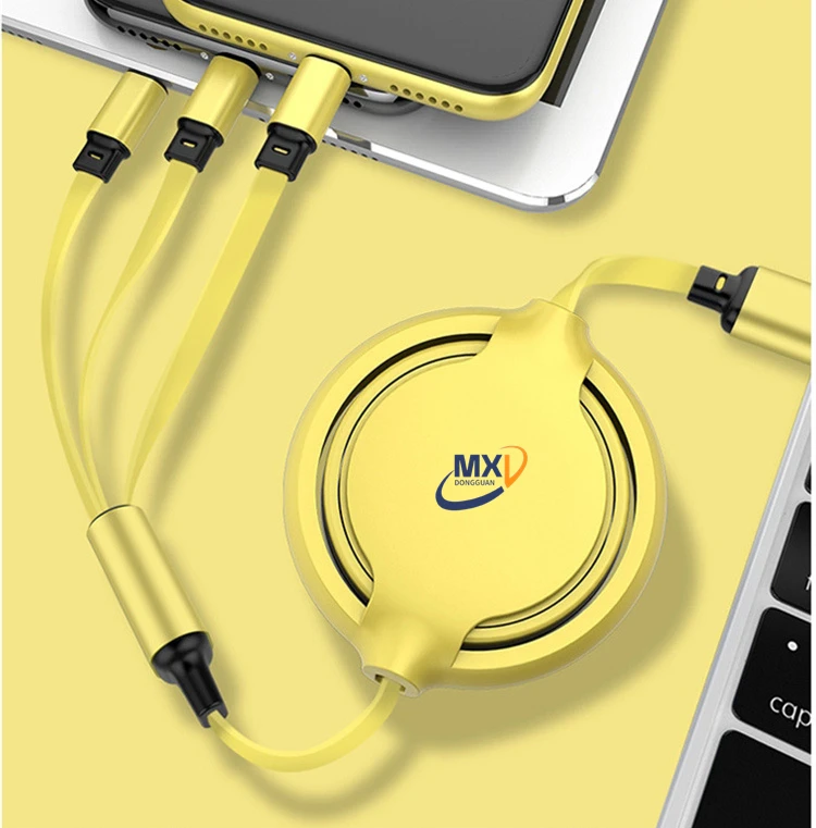 Изготовленный На Заказ силиконовый выдвижной 3 в 1 USB-кабель для зарядки и передачи данных А