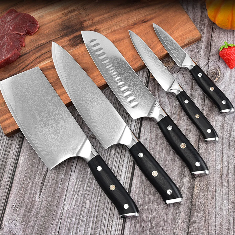 High Carbon  Kitchen Cooking Damascus Paring Fruit Knife  with Micarta Handle & Gift Box