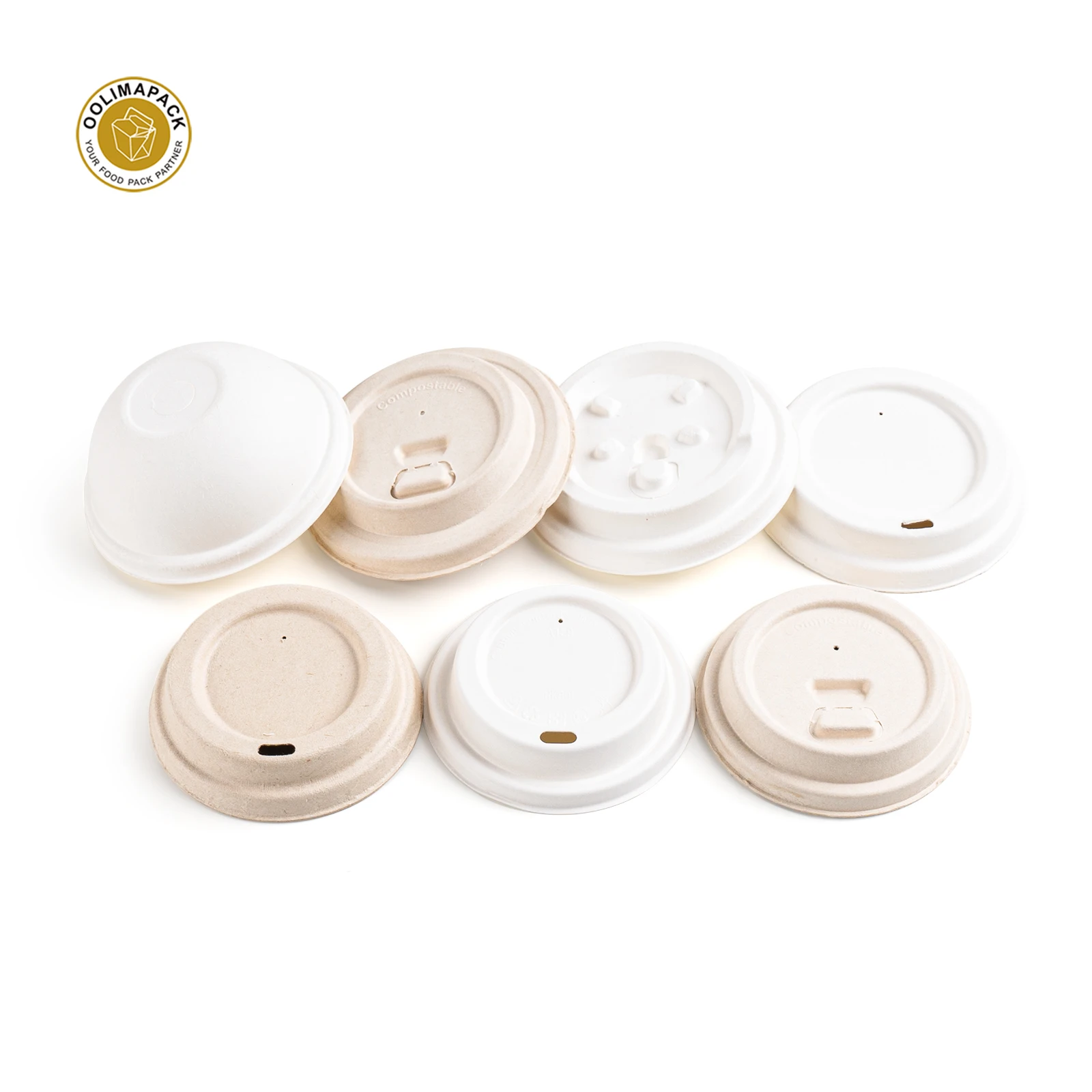 OOLIMAPACK Biodegradable Sugarcane Bagasse Eco Friendly Bagasse Coffee Cup Lid