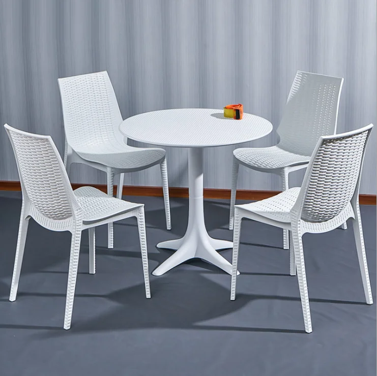 Hotel Outdoor Garden PP Plastic Furniture Sets Stackable Dining Chair Set