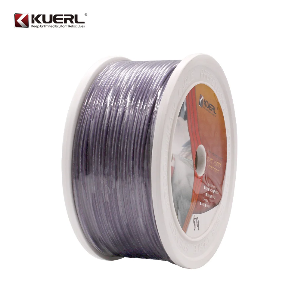 Purple wholesale color pure copper speaker cable 16GA/18GA car audio oxygen-free copper audio speaker cable roll audio cable