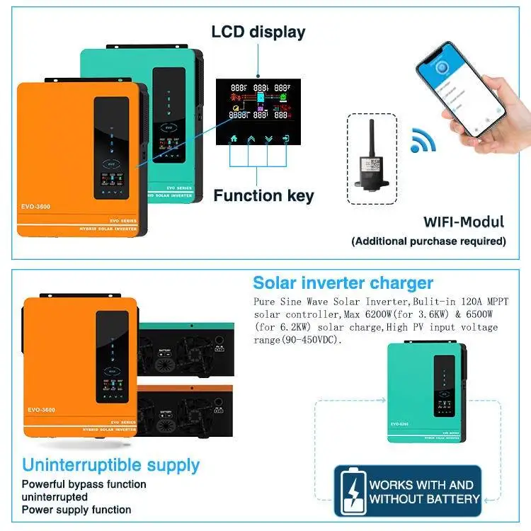 4.2kw Solar Power Inverter 24V Dc To 220V Ac Off Grid Tie Mppt Pure Sine Wave Hybrid Solar Inverter for Home Government