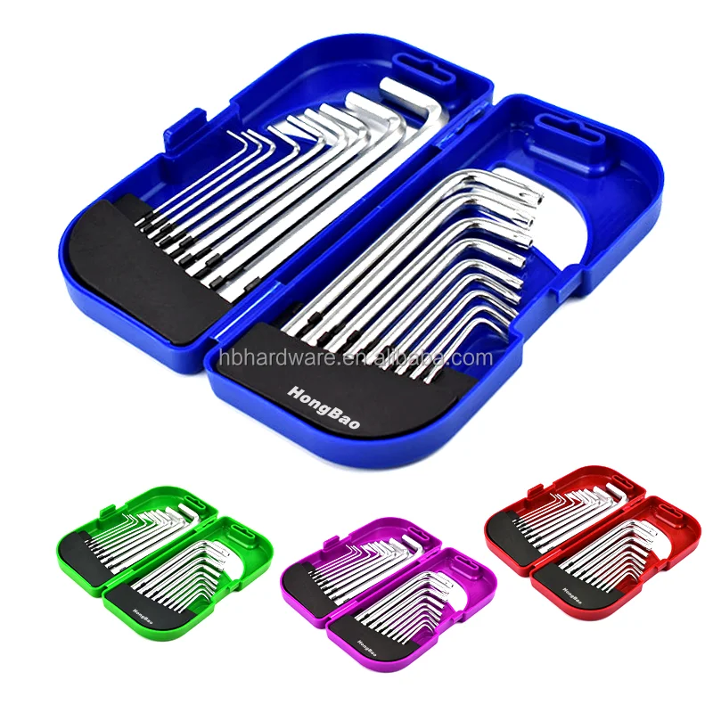 9 Piece Hex Wrench Key Set Long Arm Ball End Hex Key Metric SAE Ball Torx Star Industry Grade Cr-v Alloy Steel in Storage Box