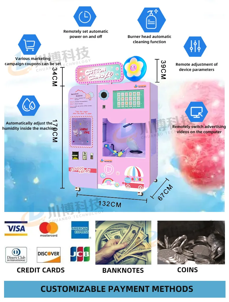 Popular Intelligent Business Vending Machine Automatic Cotton  And Candy Machine Making Robot Vending Machine For Shopping Mall