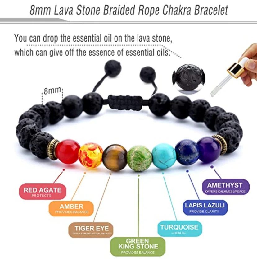 Hot Slle 8mm Lava Rock 7 Chakras Beaded Bracelet Natural Healing Balance Beads Yoga Bracelets Bangles
