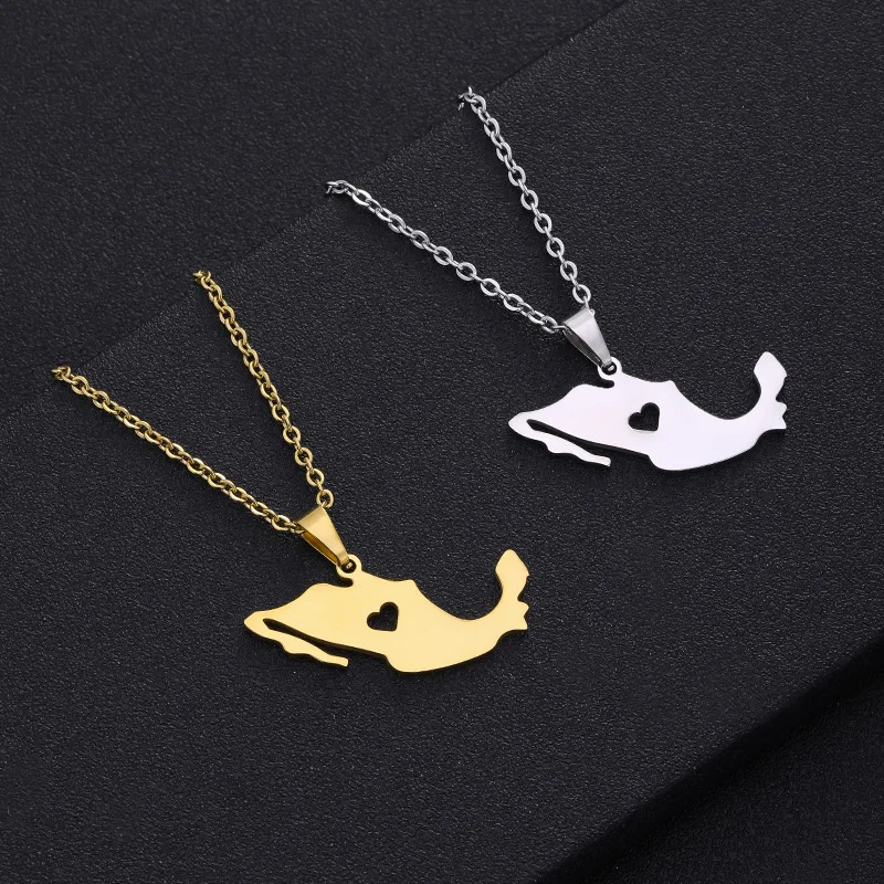 Stainless Steel Mexico Map Pendant Necklace Gold Color Mexican Jewelry Maps Mexicanos