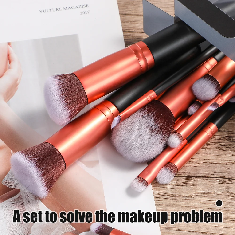 BS-MALL 18PCS Wood Handle Cruelty Free Synthetic Fiber Vegan Makeup Brushes Private Label Custom Packaging