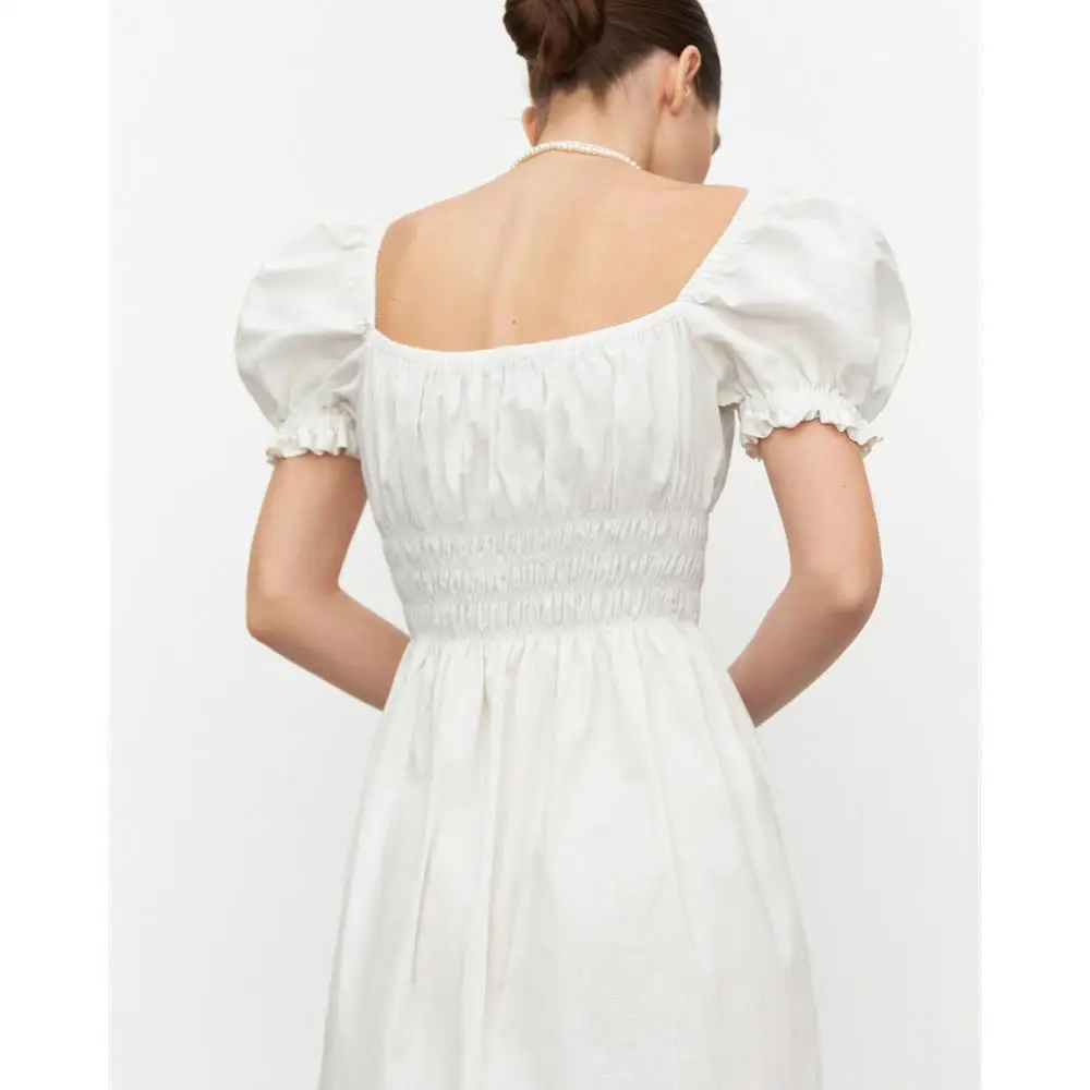 Оптовая продажа, фабричное длинное платье 2024 женщин, льняное платье миди для женщин, повседневное ТРАПЕЦИЕВИДНОЕ вечернее платье с квадратным вырезом