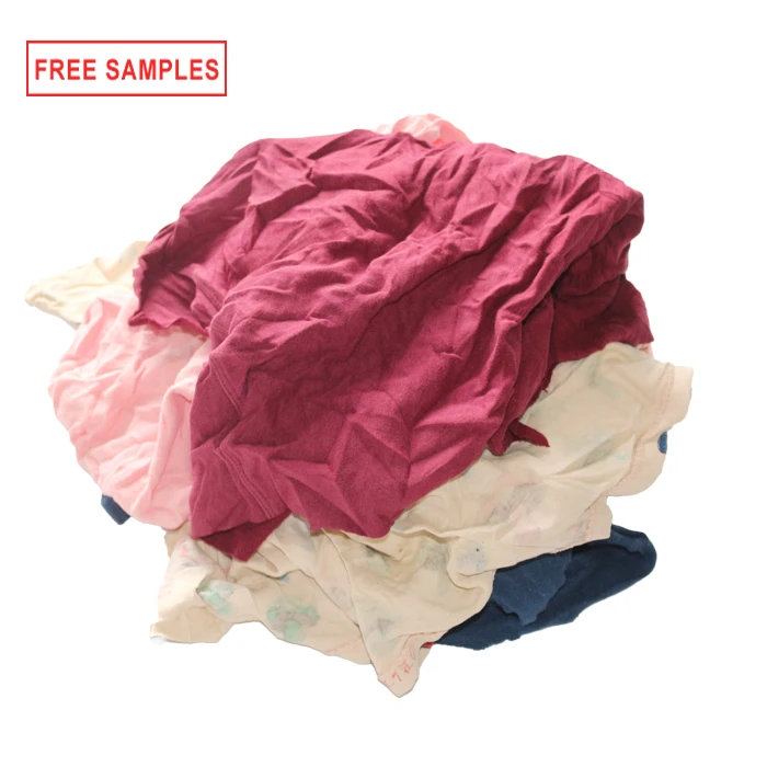 Colored Cleaning Cloth Mixed Used Rags Used Clothing T Shirt Cleaning Cotton Rags 10kg 25kg bale rags