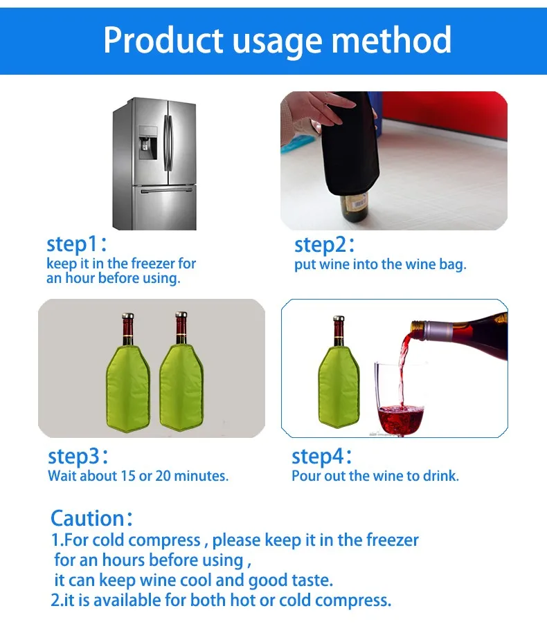 Wine Cold Pack Cooler Bags for Wine Bottle Cover and Wine Chiller