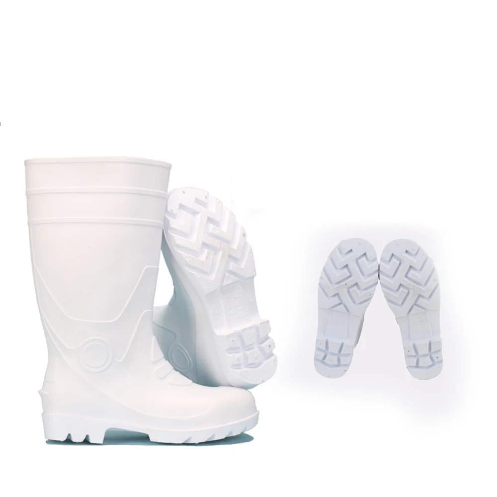 White long clear hot selling unisex cheap PVC Safety Boots gum boots rain with Steel Toe for Food Industry