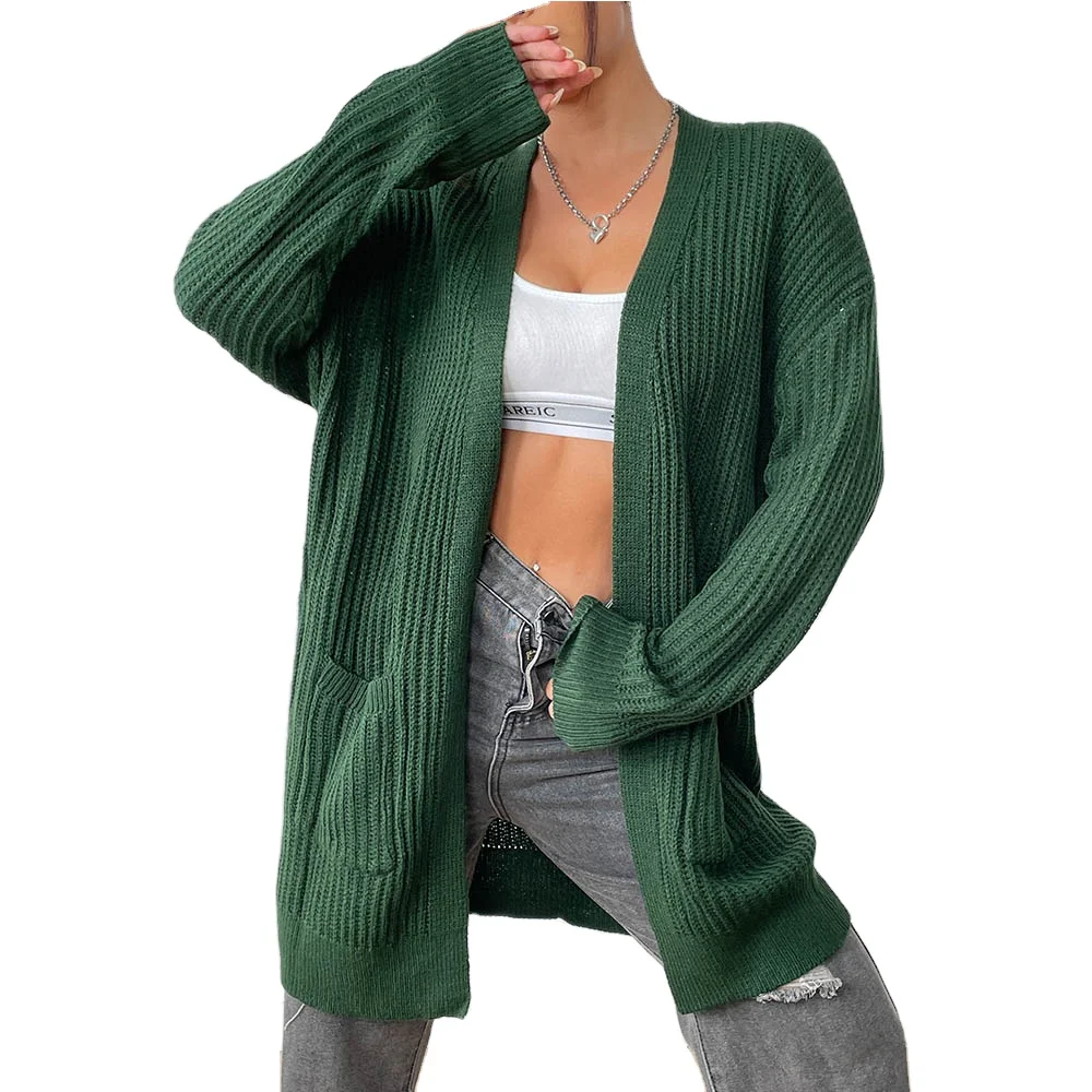 Women cropped Ribbed Long Sleeve Solid Color Basic Knit Cardigan jacket  Ribbed Open Front Sweater Women Cardigan Sweaters coat