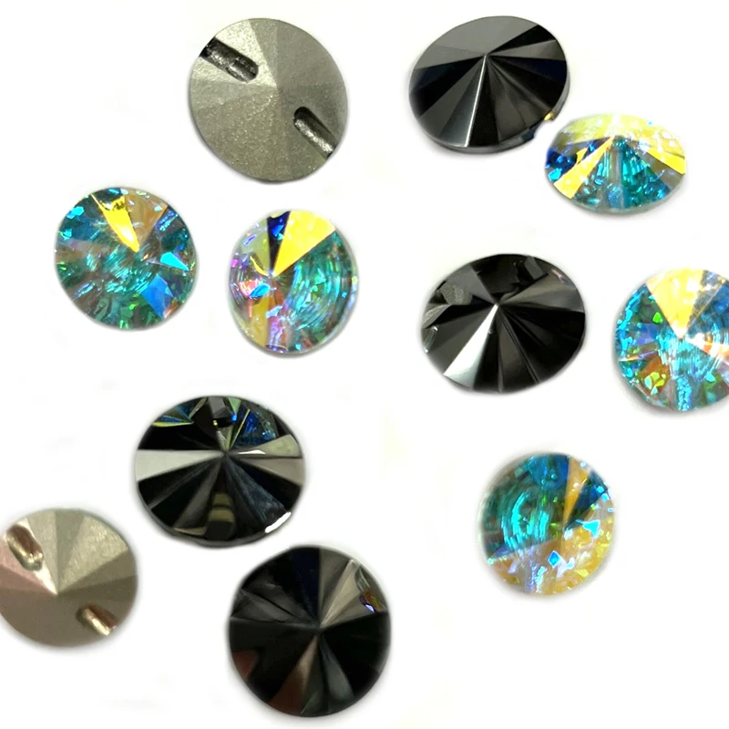 Lucky K9 top quality sew on Rivoli button  crystal ab hematite sew on rhinestone button for garment Sofa