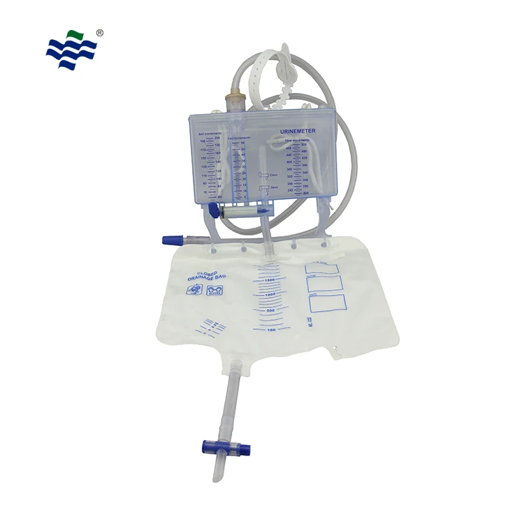 Medical hospital level disposable sterile 500ml 2000ml drainage bag metering valve urine measurement flow meter