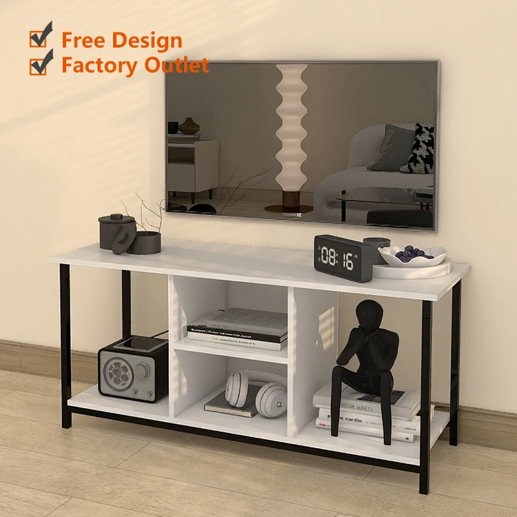 Ultimate New Design Wood Table TV Plasma 50 Inch Vintage Metal Legs TV Unit