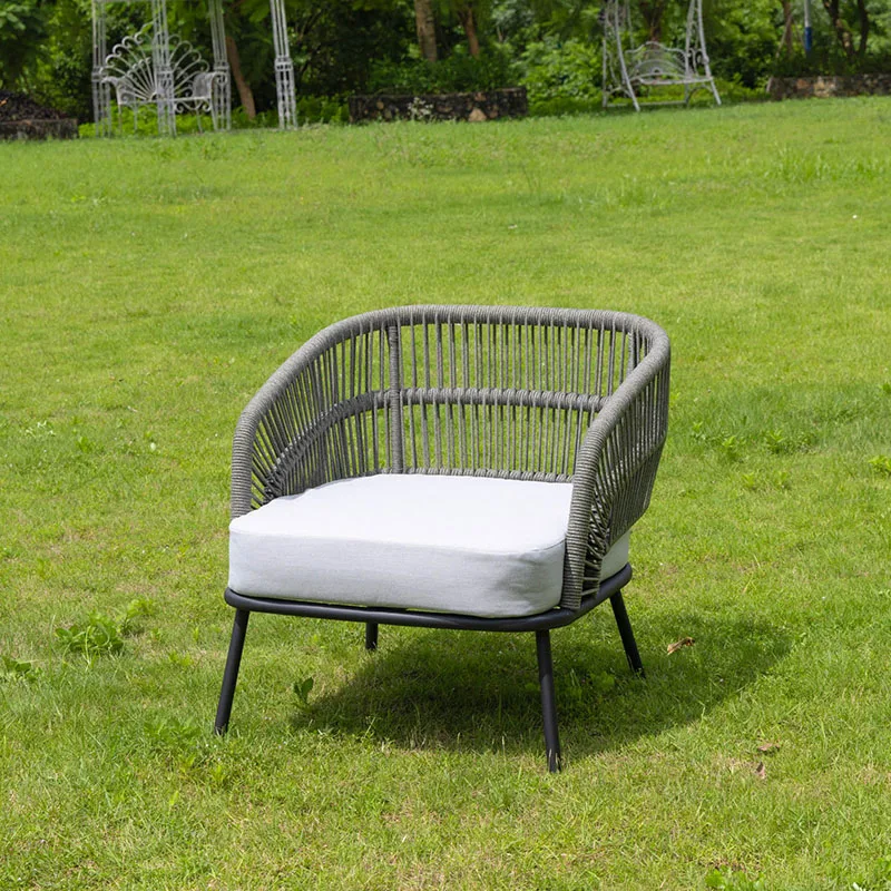 Luxury outdoor lounge chair garden furniture weaving rope chair