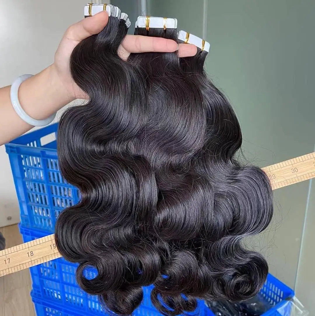 Wholesale Grade 10A Tape in hair extensions 100% Raw mink virgin cambodian vietnamese Human Hair tape ins hair extensions