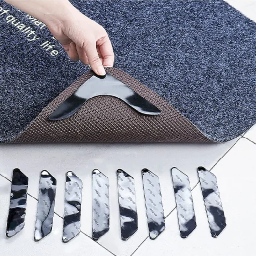 
8pcs/set Pu Rug Gripper PU Washable Seamless Anti Curling Carpet Rug Gripper Double Sided Adhesive Carpet Tape 
