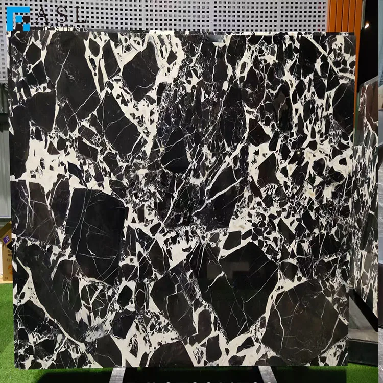 Luxury Stone Polished Napoleon Black With White Vein Marble and Bulgari Black marble For Kitchen Countertop Background Wall